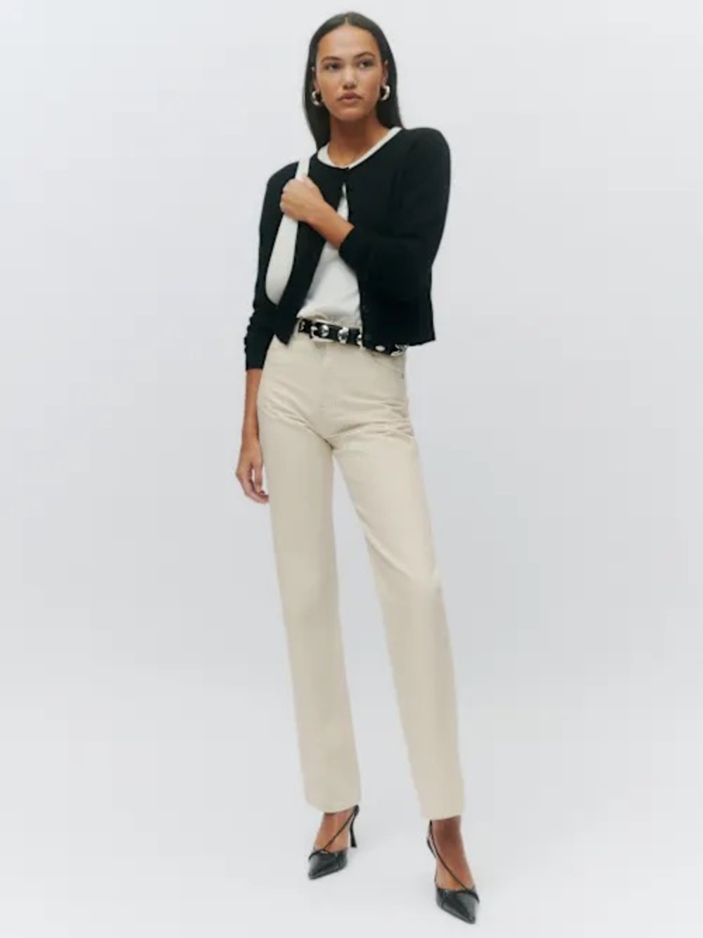 Reformation Abby High Rise Straight Jeans Ivory - Size 29